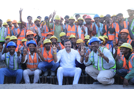 Final deck slab of delayed Barapullah Phase-III cast; PWD Minister greets workers