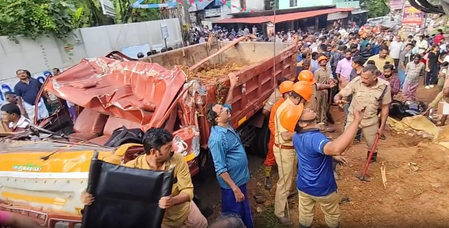 Tipper driver without heavy vehicle licence crashes into Kerala bus stop, 3 killed