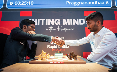 Praggnanandhaa joint second, Gukesh tied sixth after opening day of Grand Chess Tour Croatia