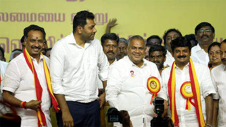 Former AIADMK ministers C Vijayabaskar, MR Vijayabaskar Join TVK with supporters