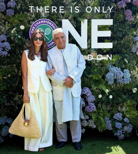 Javed Akhtar shares a heartwarming moment with daughter-in-law Shibani Dandekar at Wimbledon