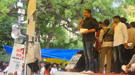 Maha: Rohit Pawar visits student protest site in Delhi