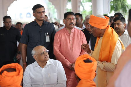 Gujarat CM Patel offers prayers at Lusadiya Dham, Shamlaji Temple on Guru Purnima
