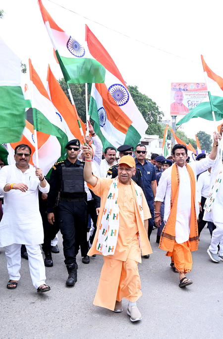 CM Yogi leads Tiranga Yatra in Gorakhpur as part of ‘Har Ghar Tiranga’ campaign