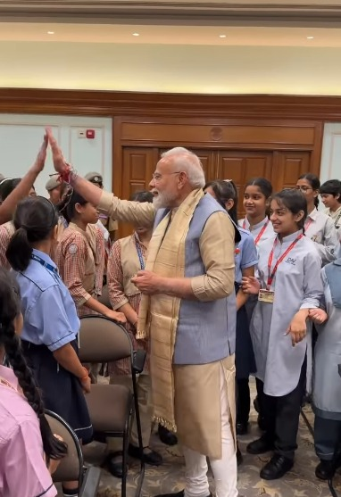 ‘Hi5, smiles and more’: PM Modi celebrates Raksha Bandhan with schoolchildren
