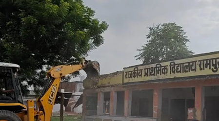 Bulldozer razes down dilapidated building as work resumes on govt primary school in Rajasthan’s Jaipur