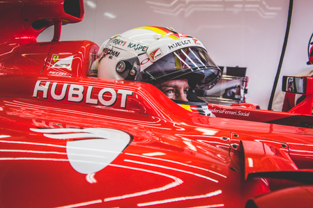 Sebastian Vettel drives Michael Schumacher’s Ferrari F2002 in tribute to F1 legend