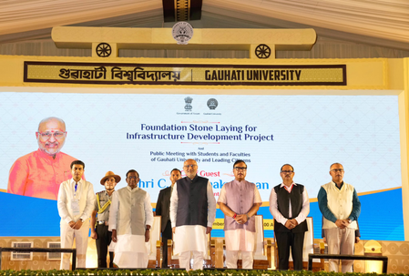 V-P Radhakrishnan lays foundation for Rs 110 crore infrastructure projects at Gauhati University