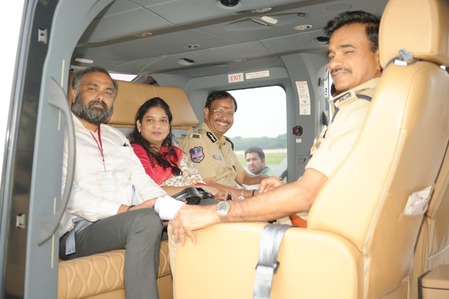 Telangana Minister, DGP conduct aerial survey of Ganesh procession