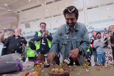 Kartik Aaryan celebrates National Award Win with ‘Captain India’ team during London shoot