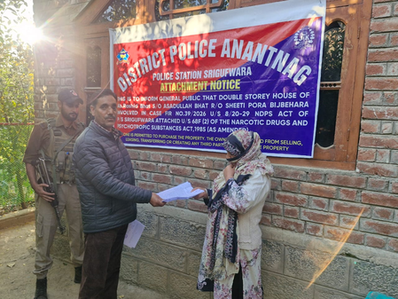 Two properties, linked to drug traffickers, attached in J&K’s Anantnag